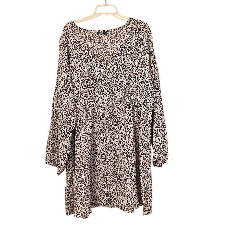Shein Curve Women's Dress Size 5XL Brown Leopard Print Mini NWOT
